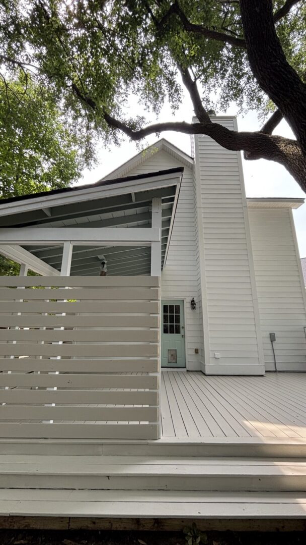 white deck and fence painting refresh